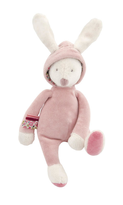 myrtille capucine plush rattle rabbit pink 20 cm 